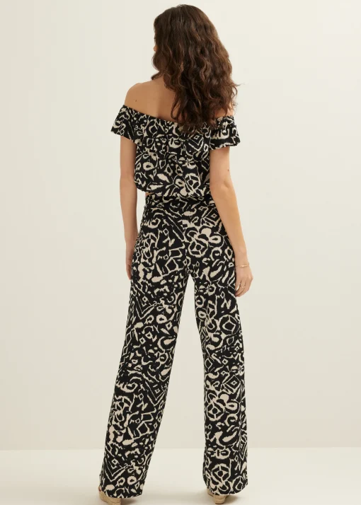 Off-shoulder top met tweekleurige print