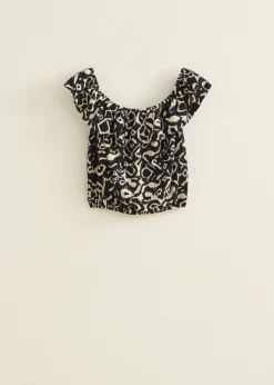 Off-shoulder top met tweekleurige print