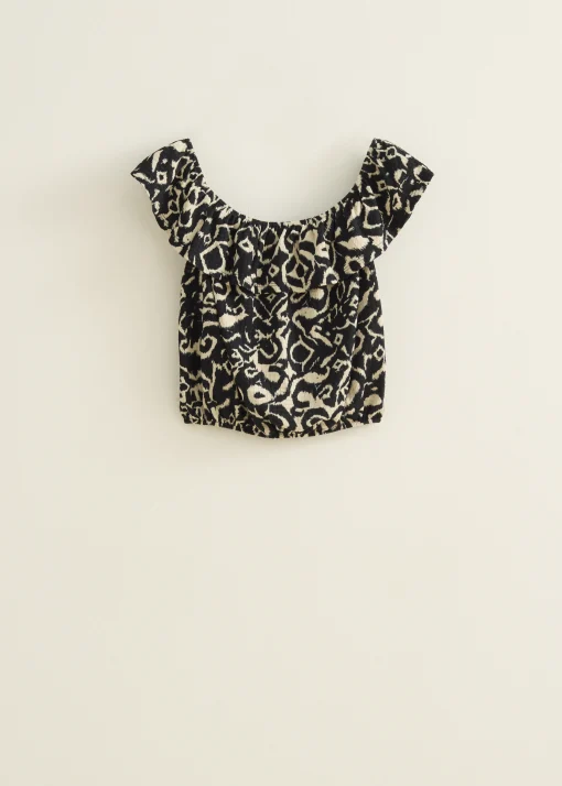 Off-shoulder top met tweekleurige print